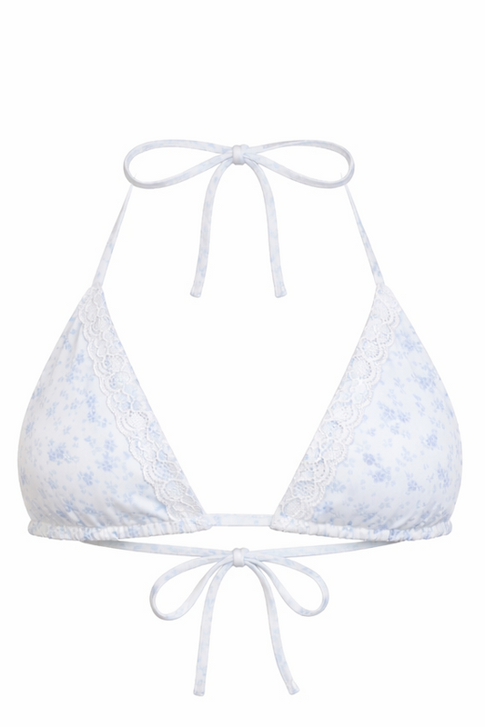 Lace Trim Triangle Bikini Top